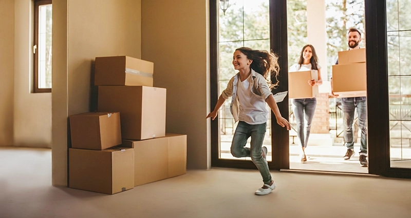 Family moving in to new home