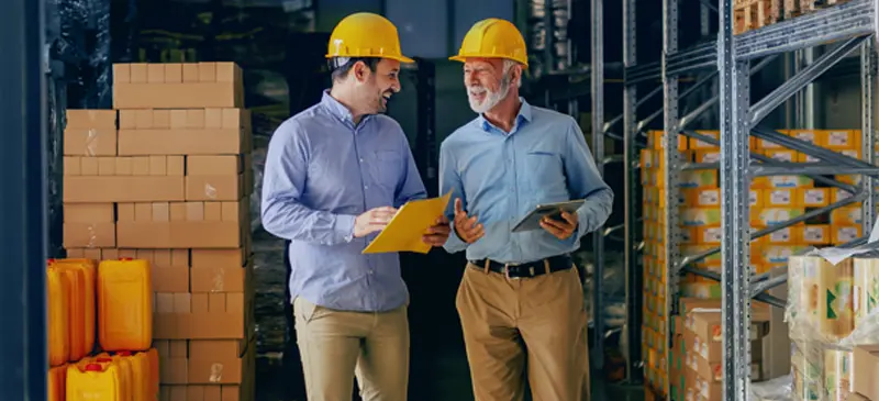 men in warehouse