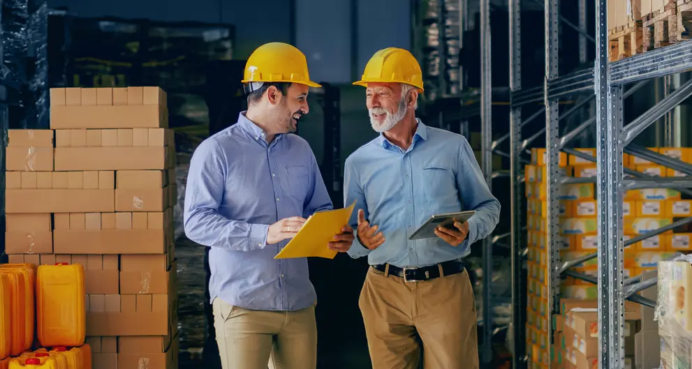 men in warehouse
