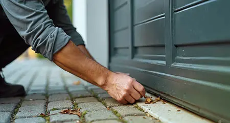 Man clearing seal on garage door