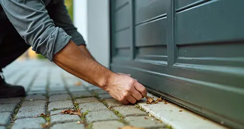 Man clearing seal on garage door