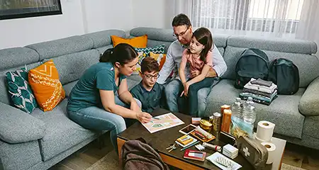 Family planning for emergency over table with emergency supplies